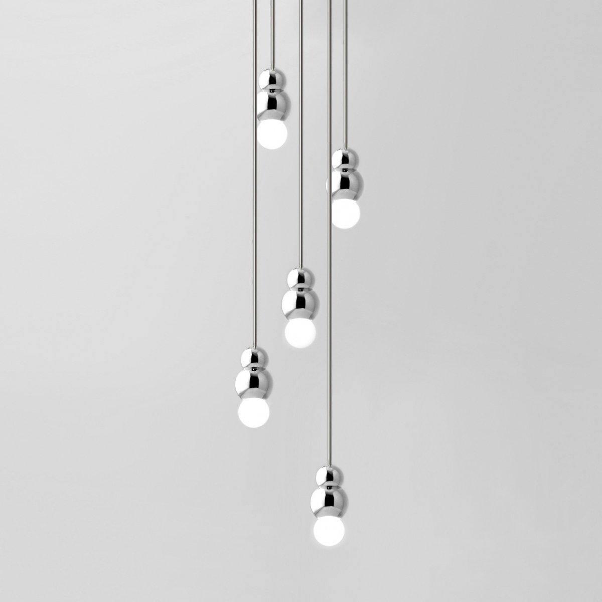 Ball Series Pendant Light 5heads Dia 3.14″ x H 5.03″ / Dia 8cm x H 12.8cm / Chrome / Suspension Rod Pendant light