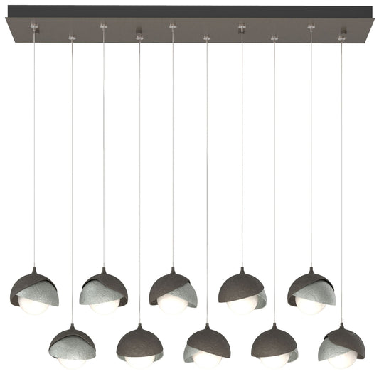 Brooklyn 10-Light Rectangular Pendant - Smoke - Platinum - Opal