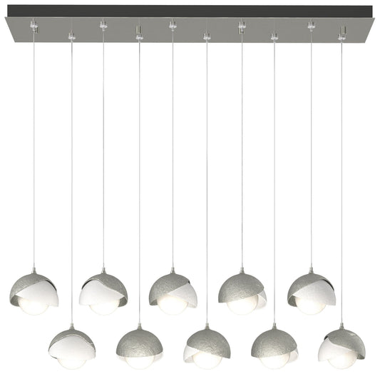 Brooklyn 44.5"W 10-Light Double Rectangular White and Sterling Pendant