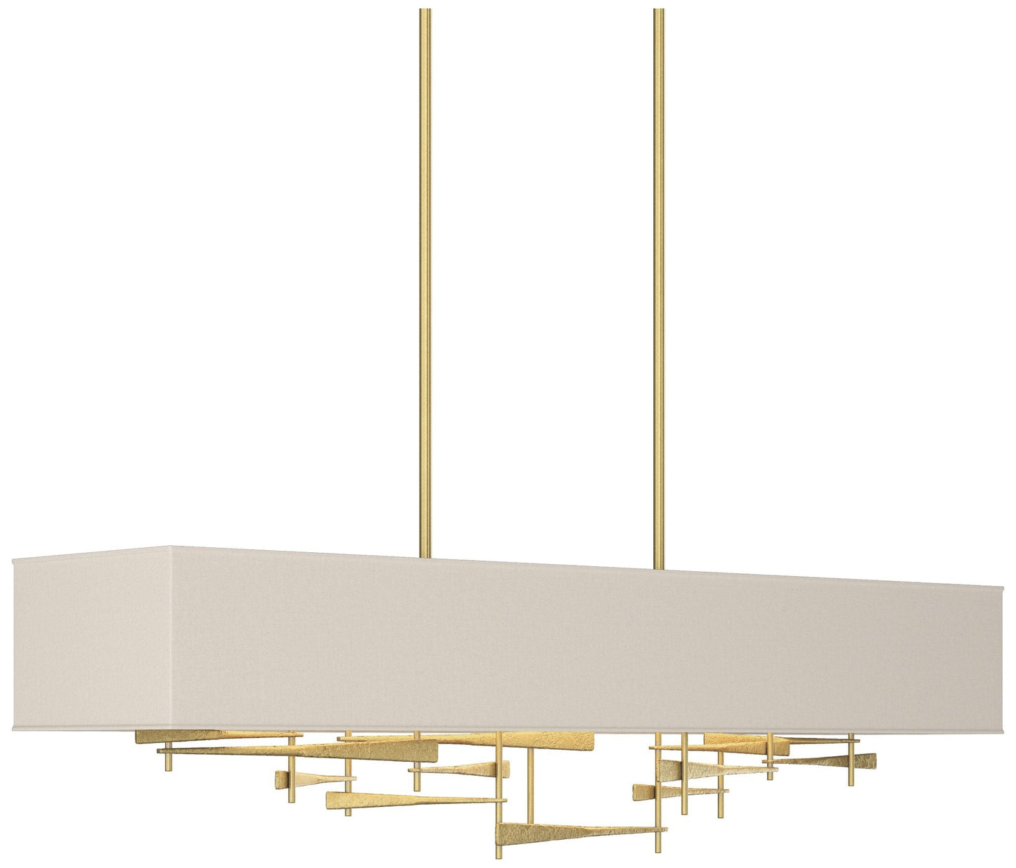 Cavaletti 42" Wide Modern Brass Short Height Pendant With Flax Shade