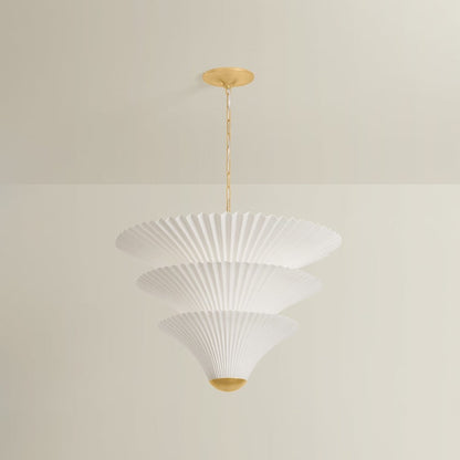 Corbett Lighting Belluno 2 Light 28" Wide Waterfall Chandelier with Pleated Paper Shades