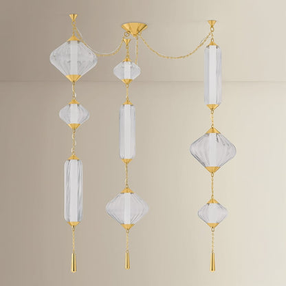 Corbett Lighting Fiorello 64" Wide LED Abstract Multi Light Pendant with Optic Glass Shades