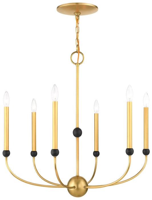 Cortland 6 Light Natural Brass Chandelier