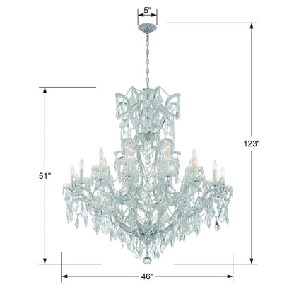 Crystorama Lighting Group Maria Theresa 25 Light 46" Wide Crystal Chandelier with Hand Cut Crystal Accents