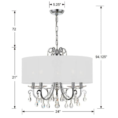 Crystorama Lighting Group Othello 5 Light 24" Wide Crystal Drum Chandelier with Silk Shade and Swarovski Strass Crystal Accents