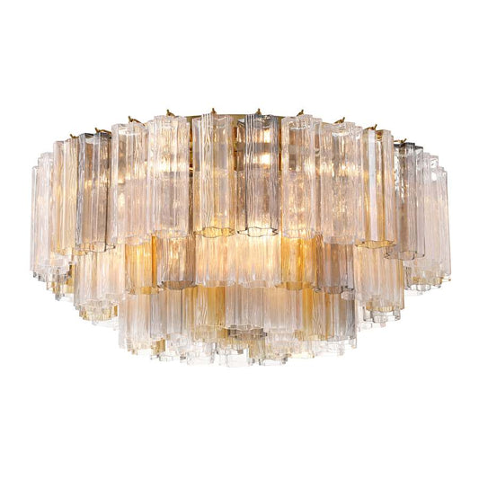 Crystorama Lighting Group Addis 16 Light 32" Wide Flush Mount Drum Ceiling Fixture with Autumn Tronchi Glass Shade