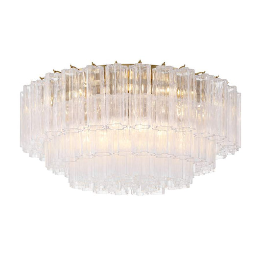 Crystorama Lighting Group Addis 16 Light 32" Wide Flush Mount Drum Ceiling Fixture with Clear Tronchi Glass Shade