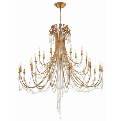 Crystorama Lighting Group Arcadia 28 Light 61" Wide Crystal Candle Style Chandelier with Hand Cut Crystal Accents