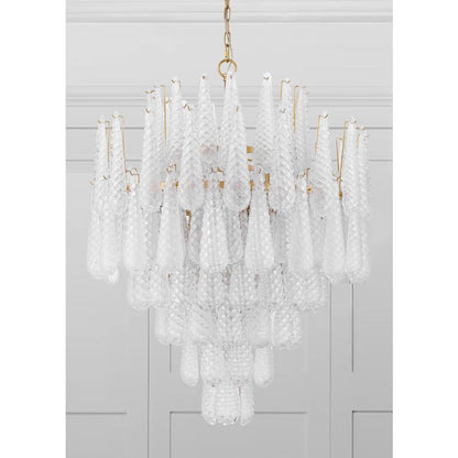 Crystorama Lighting Group Ollie 21 Light 33" Wide Waterfall Chandelier with Textured Sand Glass Shade