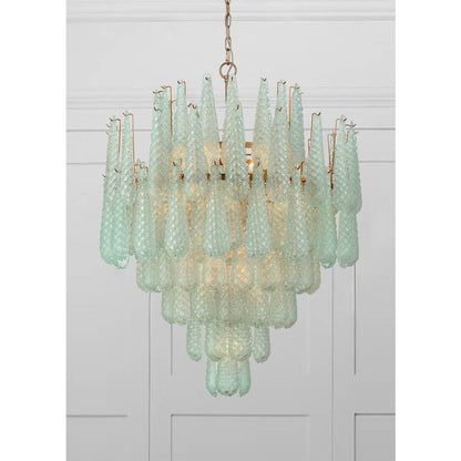 Crystorama Lighting Group Ollie 21 Light 33" Wide Waterfall Chandelier with Textured Sand Glass Shade