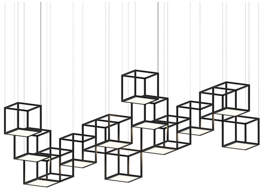 Cubix 120.5" Wide 12.Light Satin Black LED Pendant