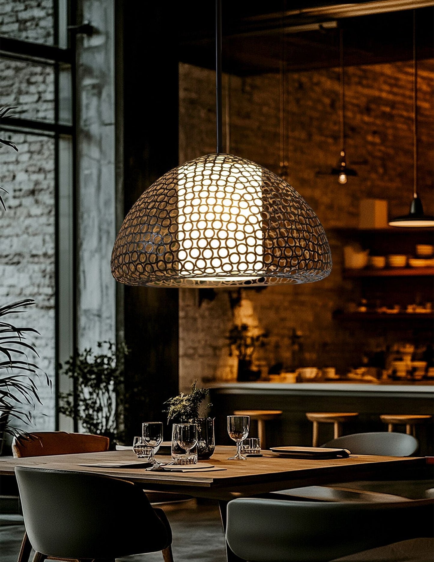 Dilston 24" Wide 3 Light Cream Linen And Bronze Dome Pendant