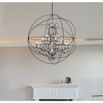 Elegant Lighting Geneva 25 Light 60" Wide Crystal Chandelier with Silver Shade Royal Cut Crystals