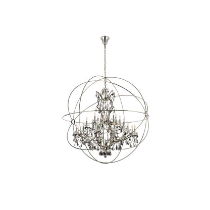 Elegant Lighting Geneva 25 Light 60" Wide Crystal Chandelier with Silver Shade Royal Cut Crystals