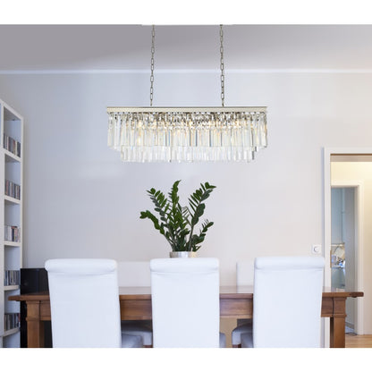 Elegant Lighting Sydney 12 Light 40" Wide Crystal Linear Chandelier with Clear Royal Cut Crystals
