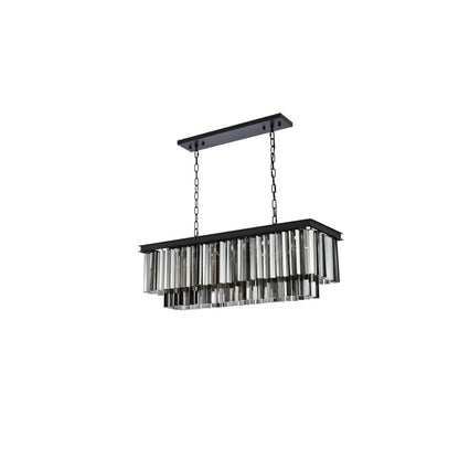 Elegant Lighting Sydney 12 Light 40" Wide Crystal Linear Chandelier with Silver Shade Royal Cut Crystals