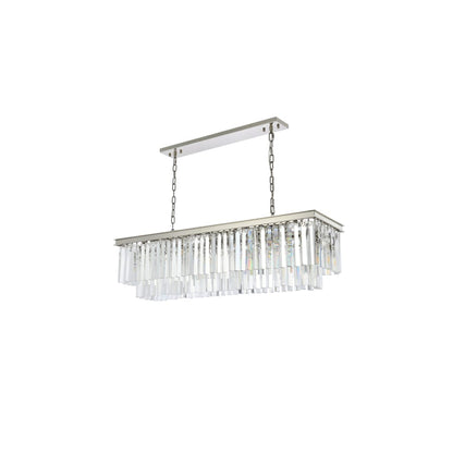 Elegant Lighting Sydney 12 Light 50" Wide Crystal Linear Chandelier with Clear Royal Cut Crystals