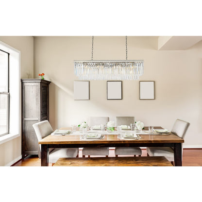 Elegant Lighting Sydney 12 Light 50" Wide Crystal Linear Chandelier with Clear Royal Cut Crystals