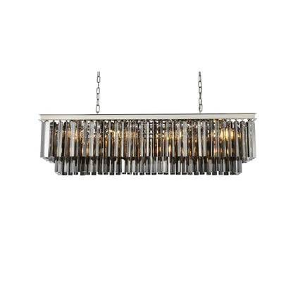 Elegant Lighting Sydney 12 Light 50" Wide Crystal Linear Chandelier with Silver Shade Royal Cut Crystals