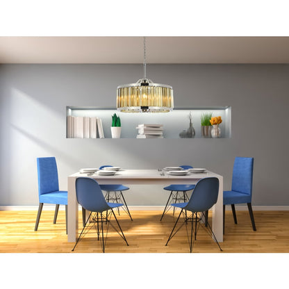 Elegant Lighting Chelsea 8 Light 28" Wide Crystal Drum Chandelier with Golden Teak Royal Cut Crystals