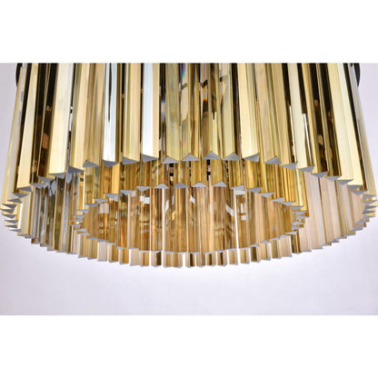 Elegant Lighting Sydney 8 Light 32" Wide Crystal Drum Chandelier with Golden Teak Royal Cut Crystals