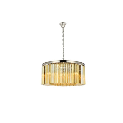Elegant Lighting Sydney 8 Light 32" Wide Crystal Drum Chandelier with Golden Teak Royal Cut Crystals