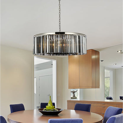 Elegant Lighting Sydney 10 Light 44" Wide Crystal Drum Chandelier with Silver Shade Royal Cut Crystals