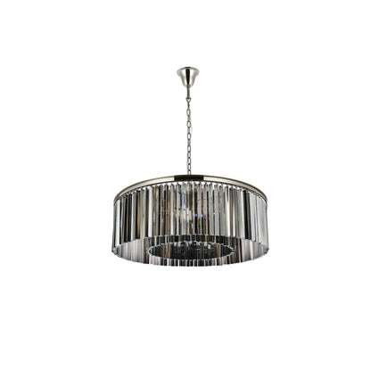 Elegant Lighting Sydney 10 Light 44" Wide Crystal Drum Chandelier with Silver Shade Royal Cut Crystals