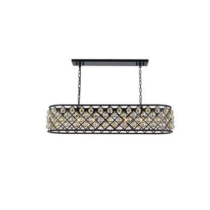 Elegant Lighting Madison 7 Light 50" Wide Crystal Linear Chandelier with Golden Teak Royal Cut Crystals