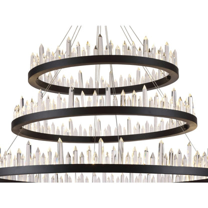 Elegant Lighting Malta 3 Light 42" Wide LED Crystal Ring Chandelier with Clear Royal Cut Crystals
