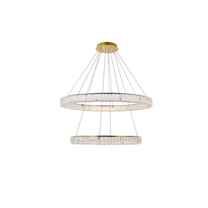 Elegant Lighting Monroe 2 Light 42" Wide LED Crystal Ring Chandelier with Clear Royal Cut Crystals