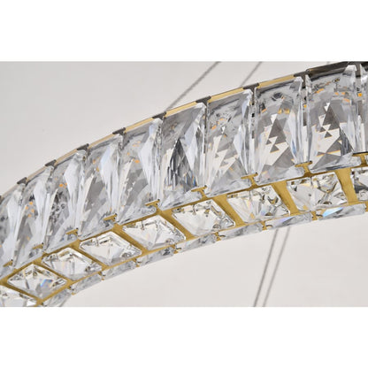 Elegant Lighting Monroe 2 Light 42" Wide LED Crystal Ring Chandelier with Clear Royal Cut Crystals