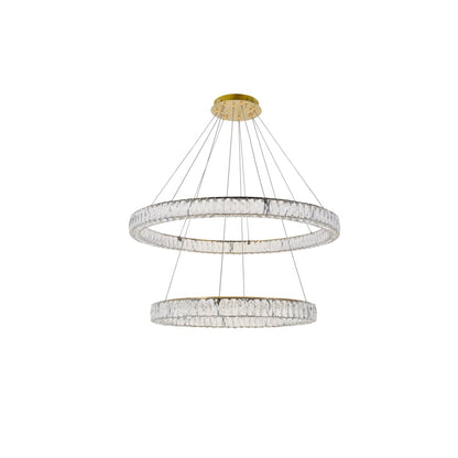 Elegant Lighting Monroe 2 Light 42" Wide LED Crystal Ring Chandelier with Clear Royal Cut Crystals