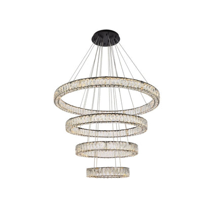 Elegant Lighting Monroe 4 Light 42" Wide LED Crystal Ring Chandelier with Clear Royal Cut Crystals