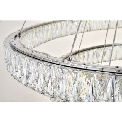Elegant Lighting Monroe 4 Light 42" Wide LED Crystal Ring Chandelier with Clear Royal Cut Crystals
