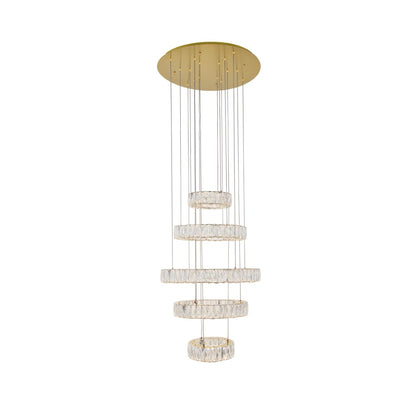 Elegant Lighting Monroe 5 Light 26" Wide LED Crystal Ring Chandelier with Clear Royal Cut Crystals