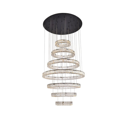 Elegant Lighting Monroe 40" Wide LED Crystal Ring Chandelier with Clear Crystal Accents