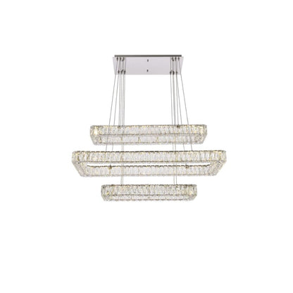 Elegant Lighting Monroe 42" Wide LED Crystal Linear Chandelier with Clear Crystal Accents
