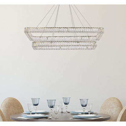 Elegant Lighting Monroe 50" Wide LED Crystal Linear Chandelier with Clear Crystal Accents
