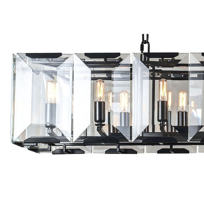 Elegant Lighting Monaco 18 Light 62" Linear Style Chandelier with Emerald Cut Glass Panels