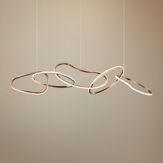 ET2 Unity 55" Brushed Champagne LED Modern Rings Pendant Light