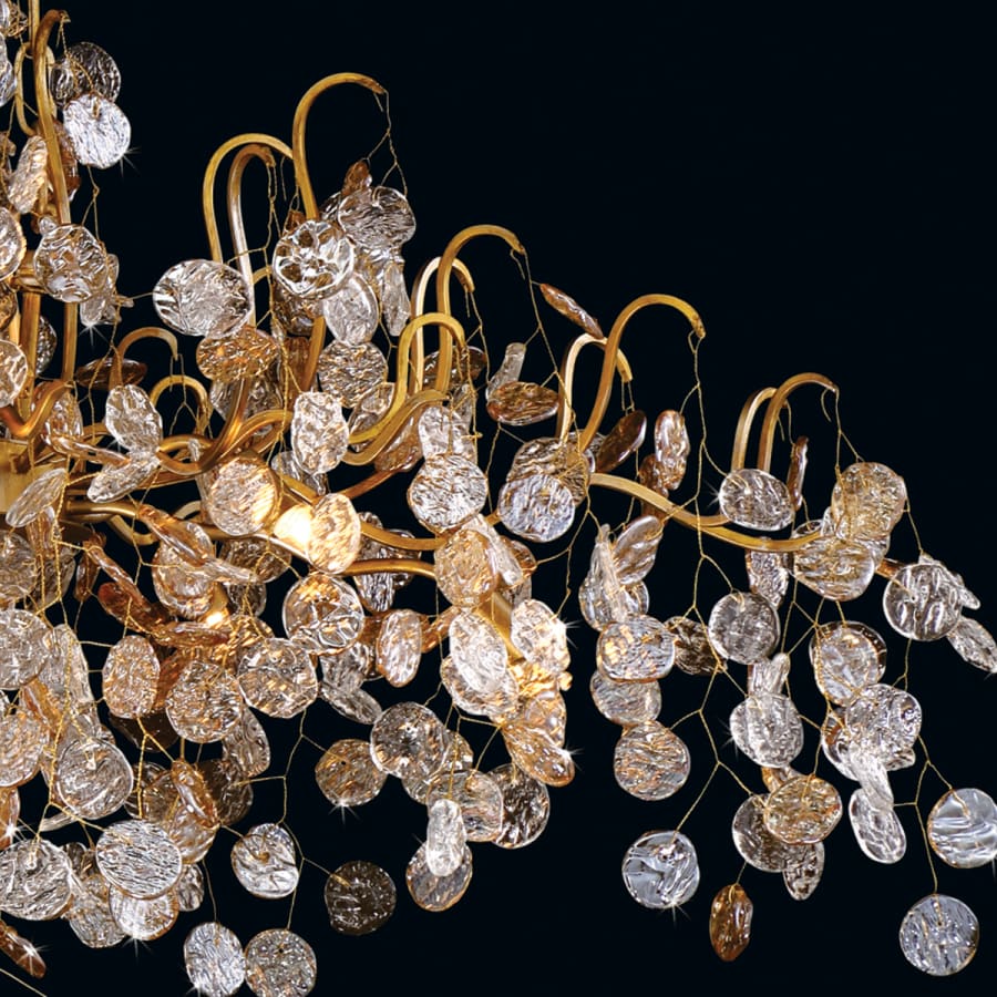 Eurofase Lighting Campobasso 10 Light 45" Wide Linear Chandelier with Gold Metal Wire Frame and Glass Wafers