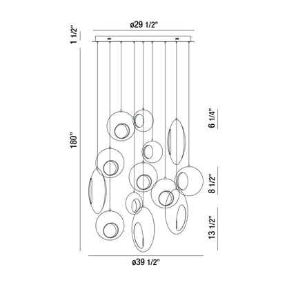 Eurofase Lighting Arlington 13 Light 40" Wide LED Multi Light Pendant