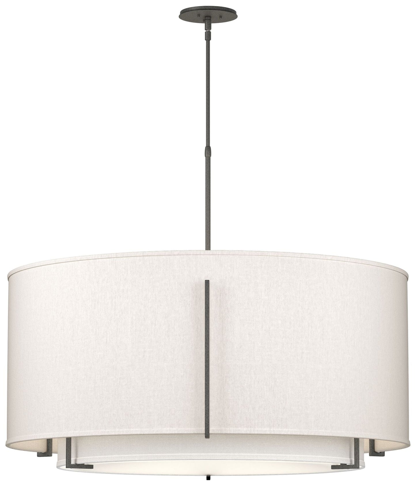 Exos 31.3"W Large Double Shade  Scale Pendant w/ Anna & Flax Shade