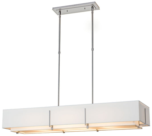Exos 46.6" Rectangular Vintage Platinum Long Pendant with Anna Shades