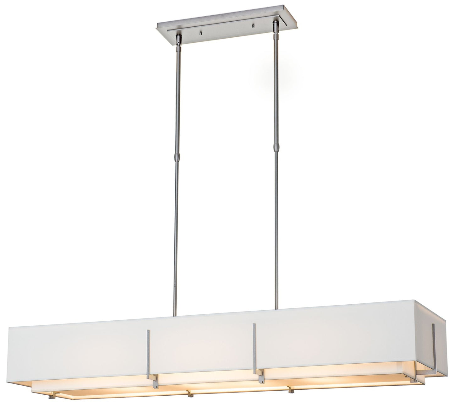 Exos 46.6" Rectangular Vintage Platinum Short Pendant with Anna Shades