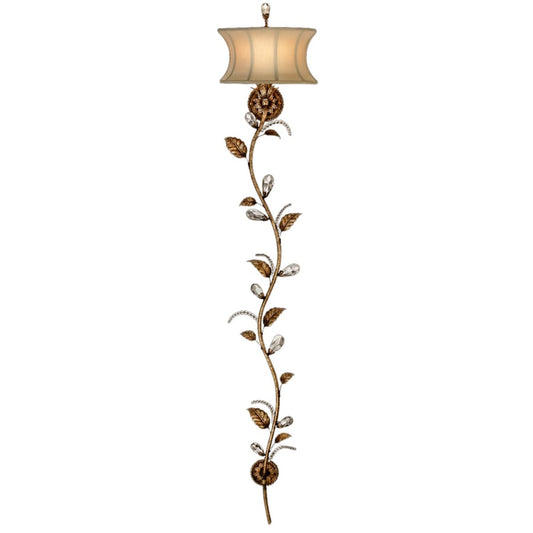 Fine Art Handcrafted Lighting A Midsummer Night's Dream Single-Light Wall Sconce with Linen Shade and Crystal Accents