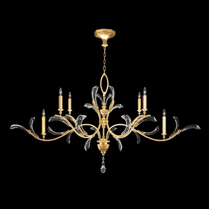 Fine Art Handcrafted Lighting Beveled Arcs 74" Oblong Chandelier with Arcing Beveled Crystal