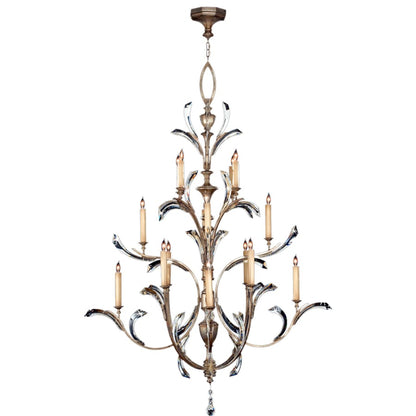 Fine Art Handcrafted Lighting Beveled Arcs Sixteen-Light Three-Tier Beveled Crystal Chandelier