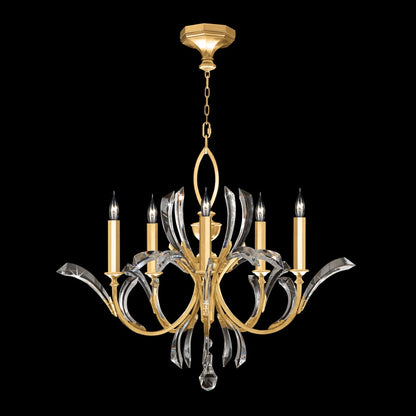 Fine Art Handcrafted Lighting Beveled Arcs 5 Light 36" Wide Crystal Chandelier